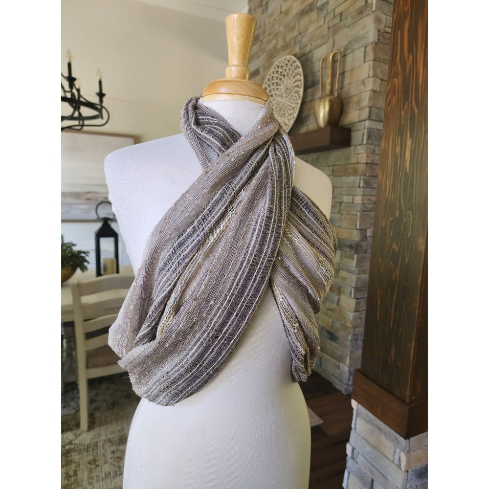 Halter Festival Coachella Top Metallic Striped Textured Knit Loop Infinity Scarf